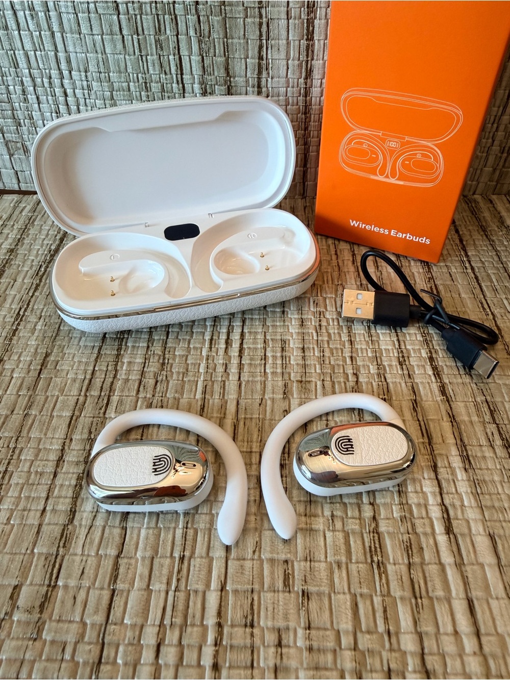 Wireless White Bluetooth Earbuds with Charging Case